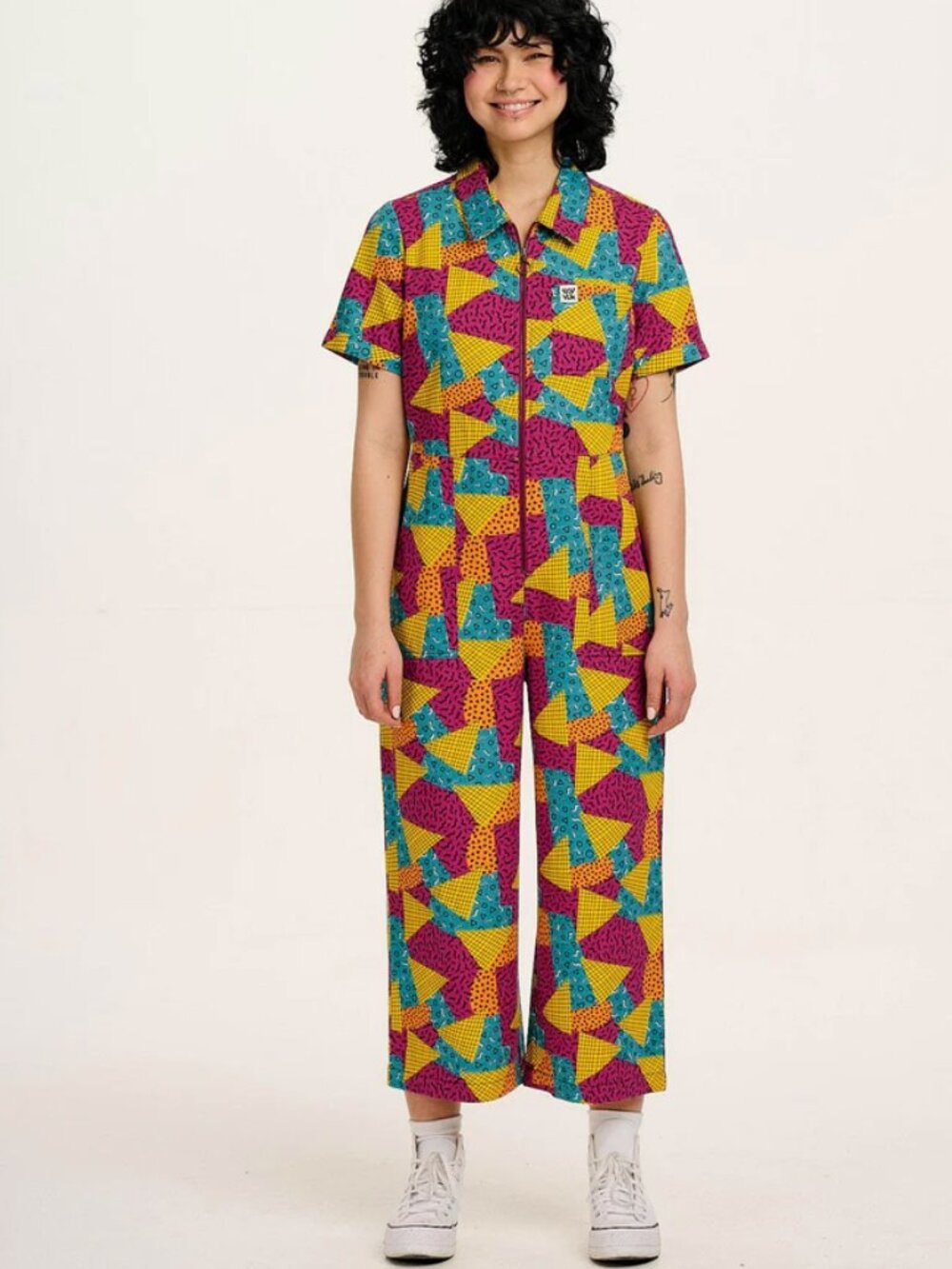 Lucy & Yak Ragan Cotton Jumpsuit in Memphis Print | UK 16 REG